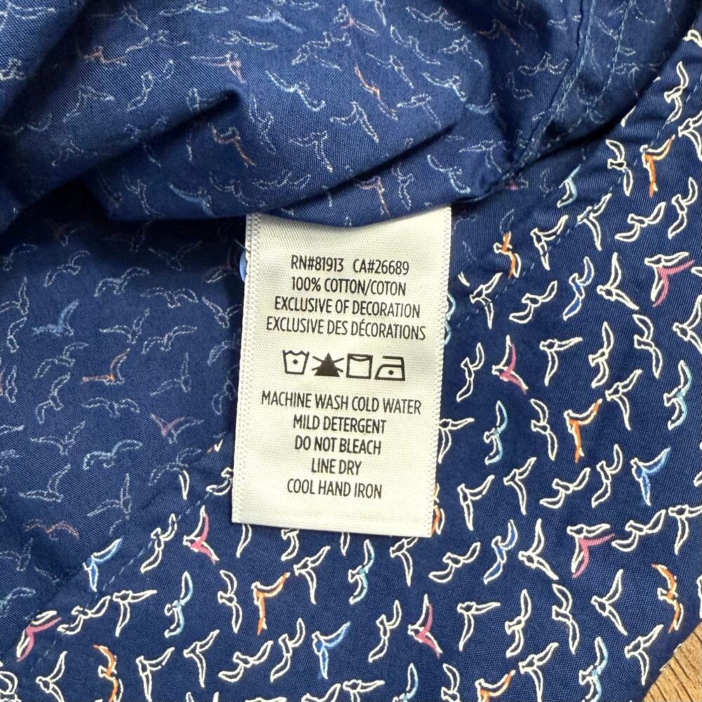 Robert Graham Cotswold Short Sleeve Button Down Shirt Birds Seagulls Blue Men XL - Picture 6 of 9